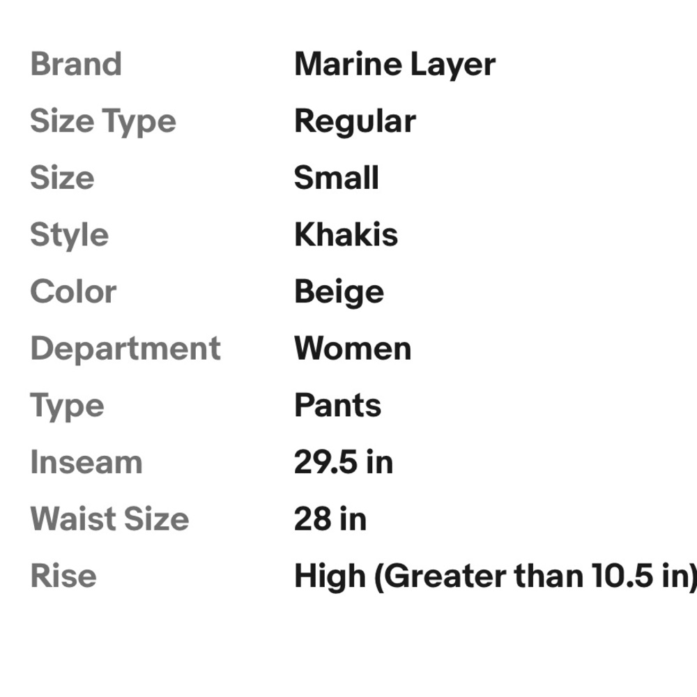 Marine Layer Saturday Pants Small Women’s Khaki $128 - Picture 11 of 11